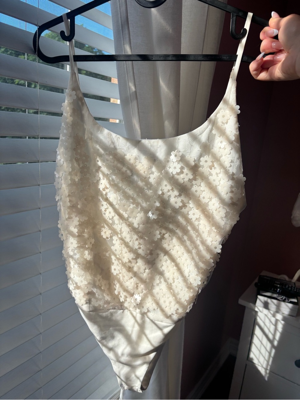 Zara Ivory Textured Floral Bodysuit